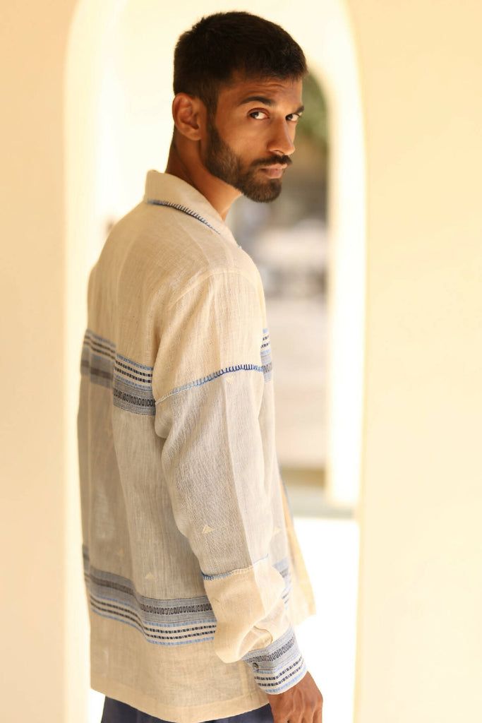 Butter full hand casual shirt with blue stripes